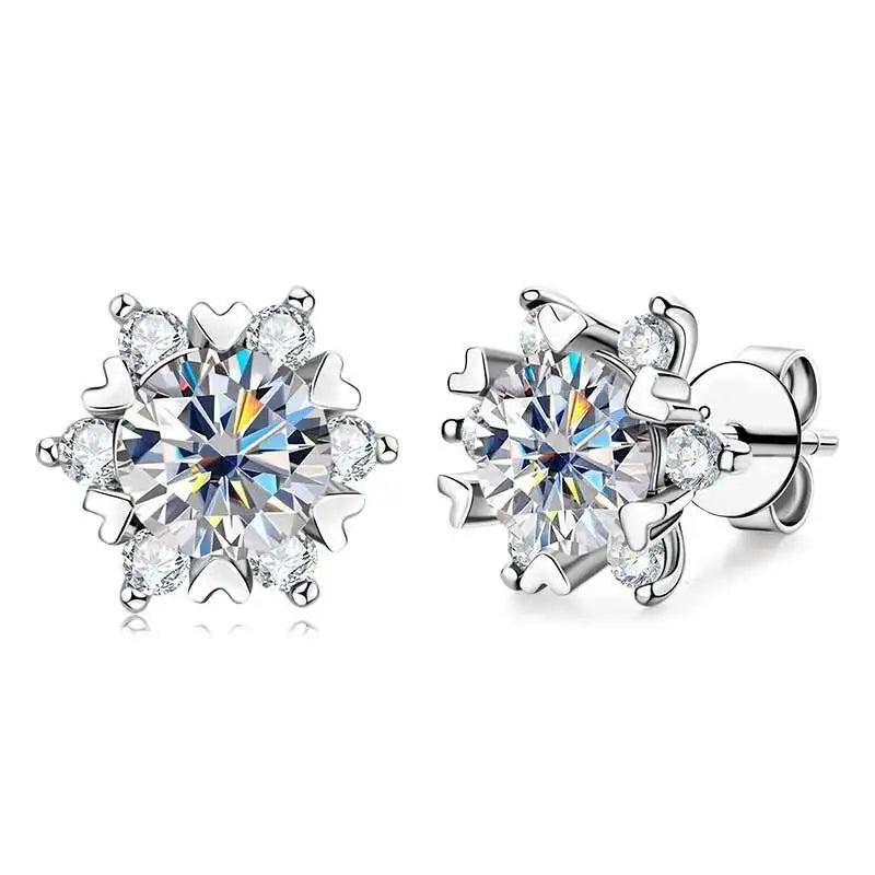 Snowflake Moissanite Stud Earrings