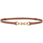 Korean Slim Genuine Leather Belt with Gold Buckle