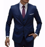 Three-Piece Solid Two-Button Suit Set