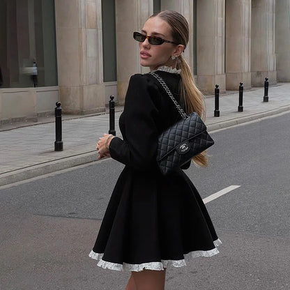 Autumn Lace A-Line Mini Dress