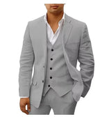 Linen Three-Piece Beach Wedding Tuxedo