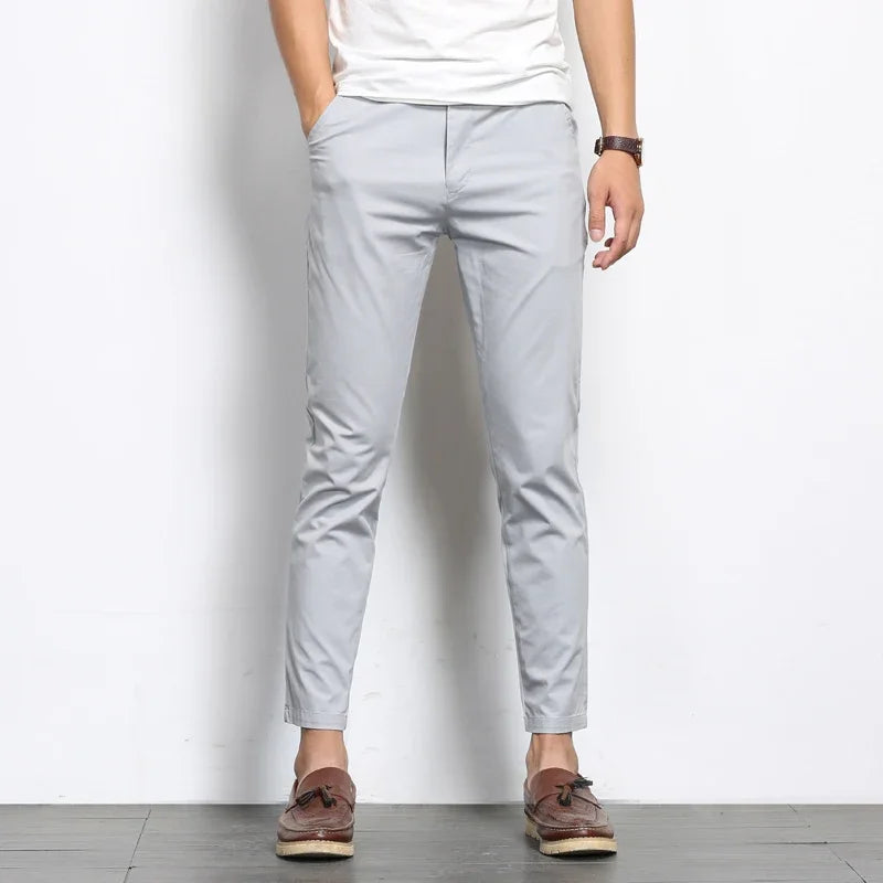 Elastic Ankle-Length Formal Trousers