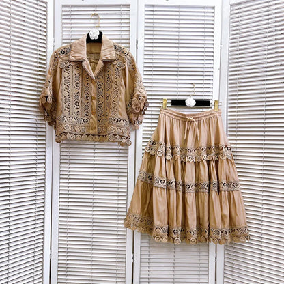 Embroidered Summer Skirt Suit