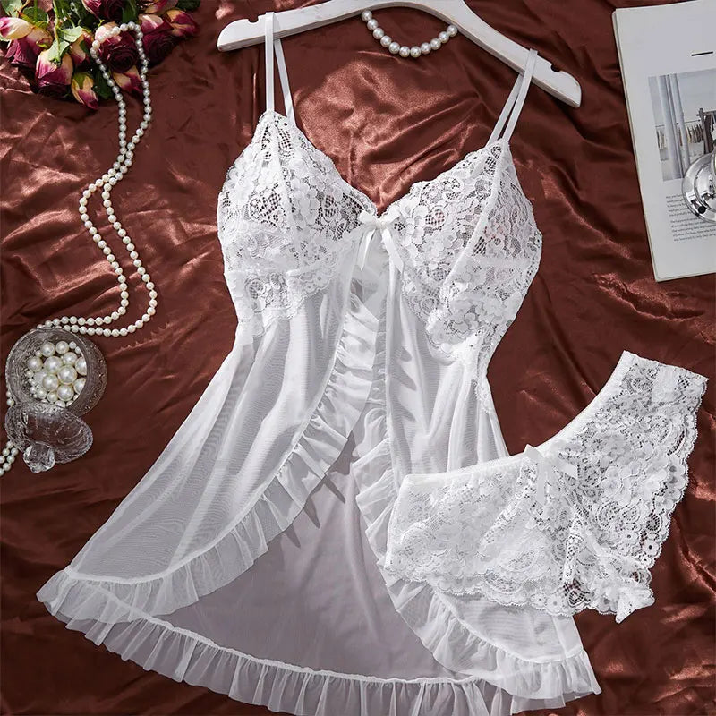 Transparent Tulle Nightgown Set