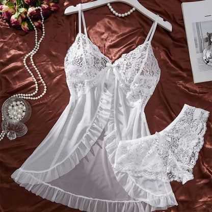 Transparent Tulle Nightgown Set
