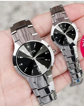Couples Dial Cutting Quartz Watch