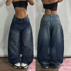 Mid Waist Punk Wide Jeans