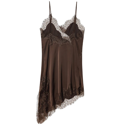 Lace Asymmetric Slip Mini Dress