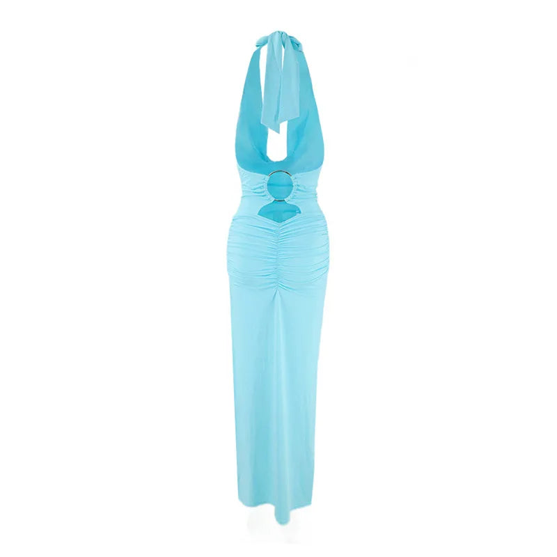 Summer V-Neck Backless Long Dresses
