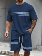 Stripe Print Loose Sports Set