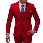 Three-Piece Solid Two-Button Suit Set