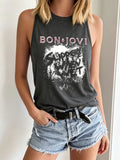 Retro Band Print Tank Top