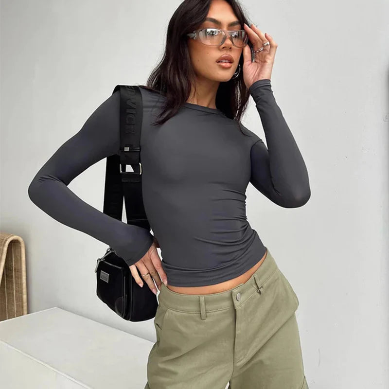 Everyday Solid Crew Neck True-To-Size Fit Crop Top