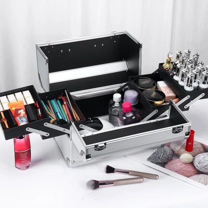 Portable Aluminum Alloy Makeup Train Case with Handle