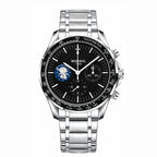 MOBWOL Blue Bezel Steel Watch