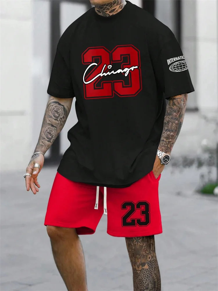 Digital Print Crewneck Tracksuit Set