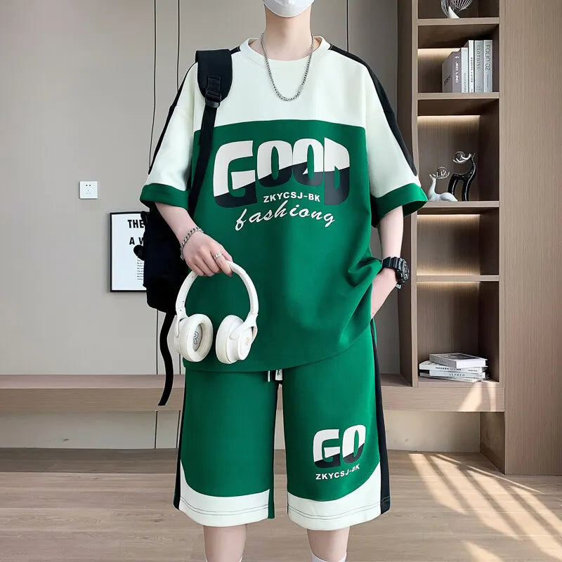 Patchwork Print Harajuku Tracksuit Set
