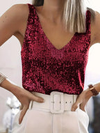 Sequin V-Neck Tank Top