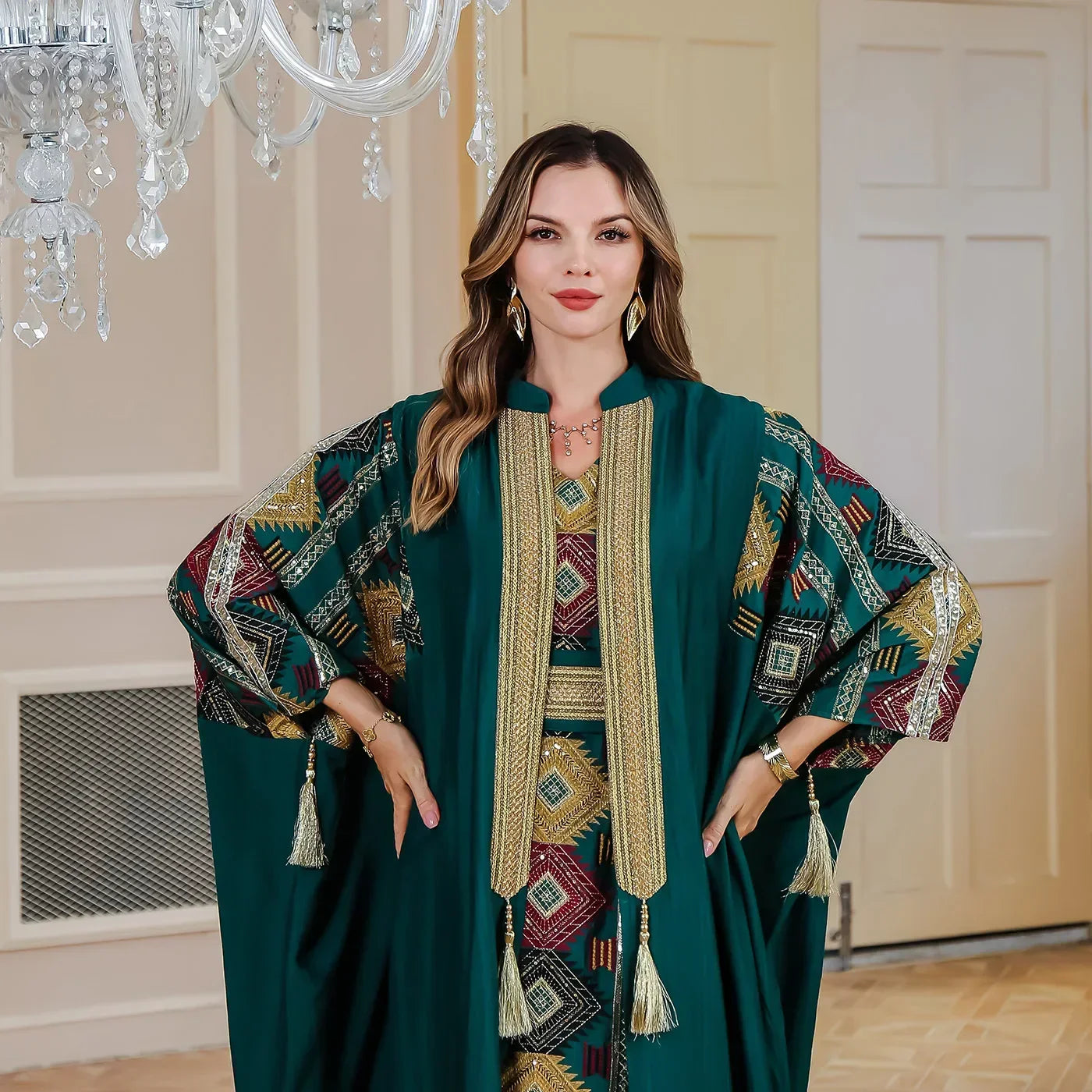 Open Kaftan Abaya Suit