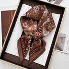 Lotus Print Satin Square Scarf