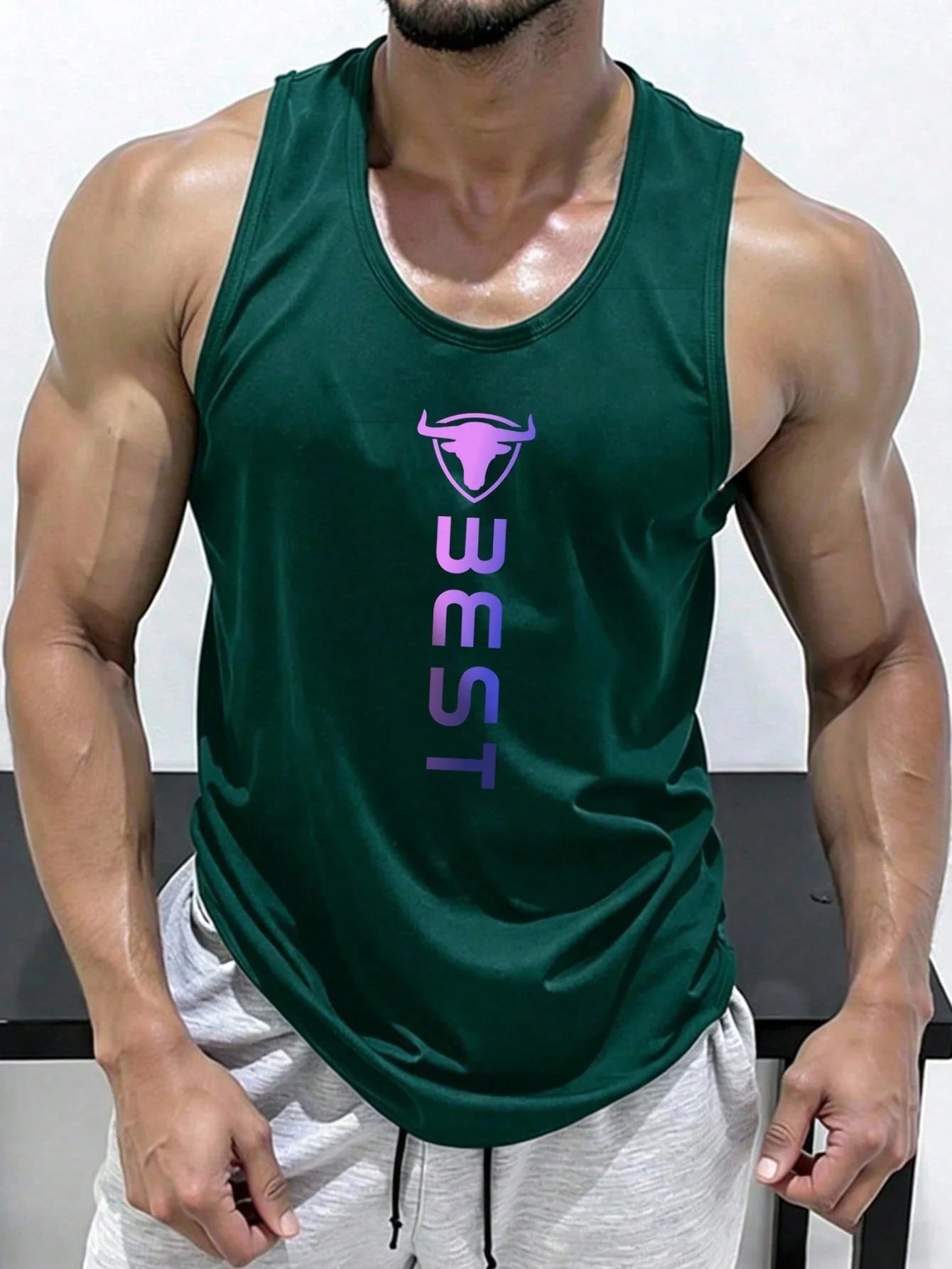Bull Logo Print Tank Top