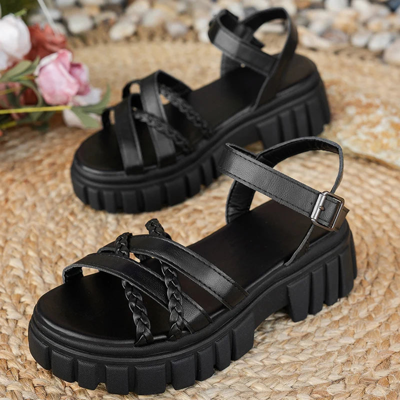 Women Zip Platform Gladiator Sandals