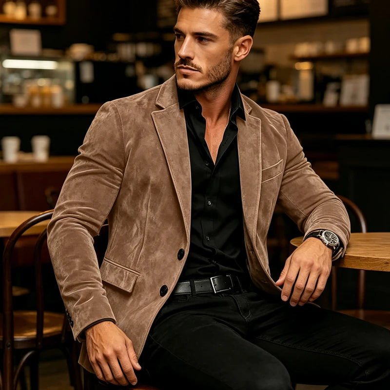 Suede Texture Notch-Lapel Sport Coat