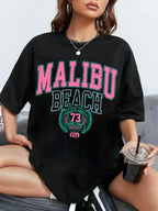 Malibu Beach Letter Print T-Shirt