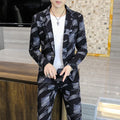 Korean Lettering Slim Suit Trousers Set