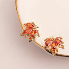 Gold Plant Stud Earrings