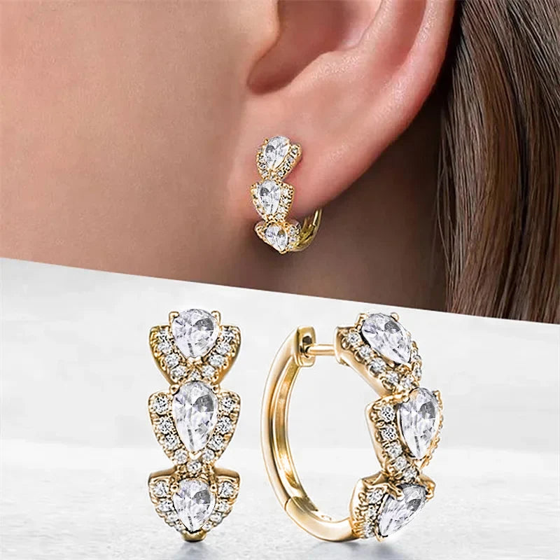 Blue Zirconia Hoop Earrings