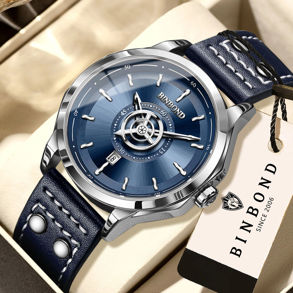 BINBOND Sport Leather Quartz Watch