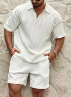 Waffle Polo Short-Sleeve Sports Set