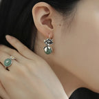 Zircon Silver Drop Stud Earrings