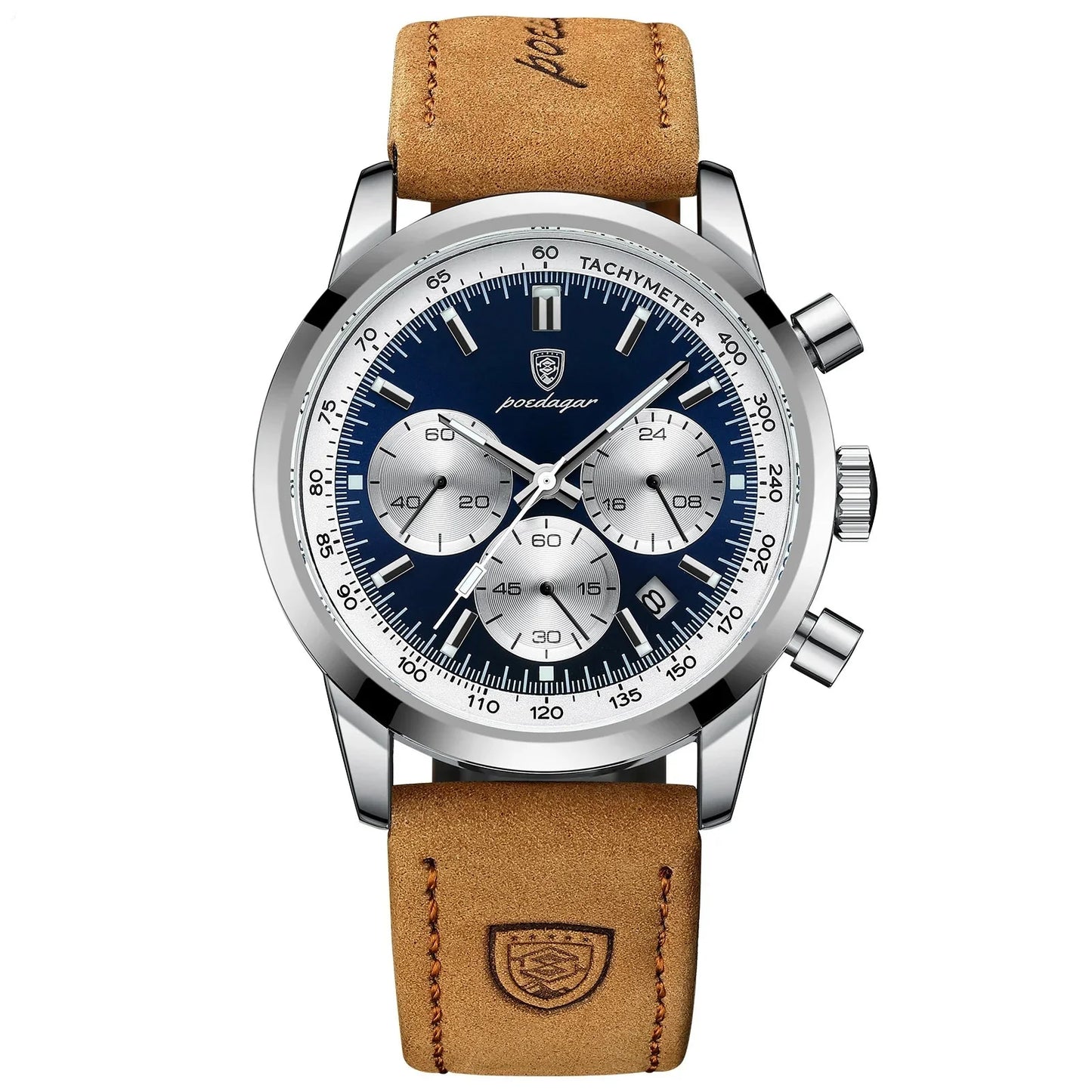 Luminous Leather Chronograph Watch