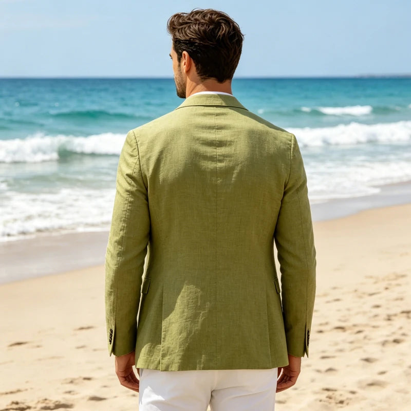 Linen Cotton Notch-Lapel Slim Blazer