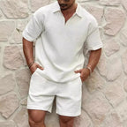 Waffle Polo Short-Sleeve Sports Set