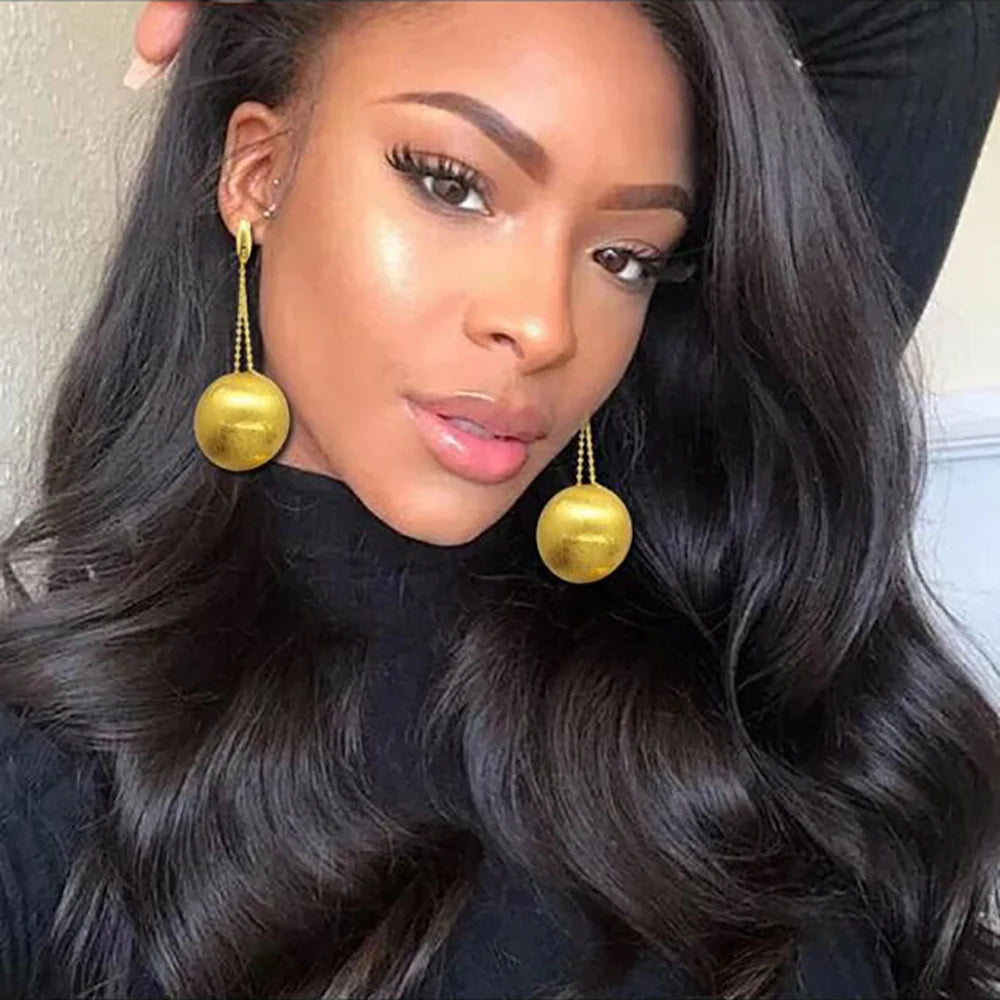 Gold Ball Drop Earrings