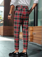 Tapered Plaid Suit Pants
