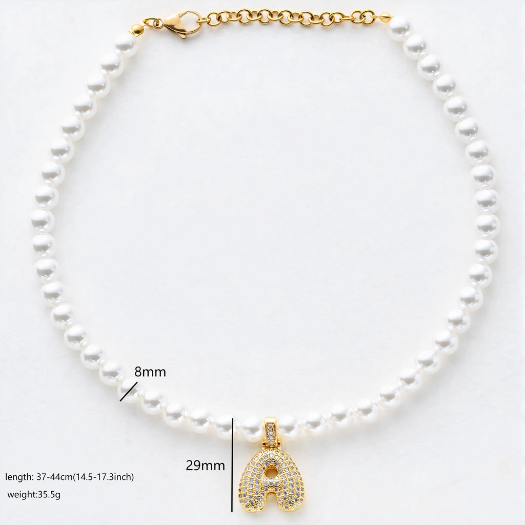 Pearl Letter Pendant Necklace