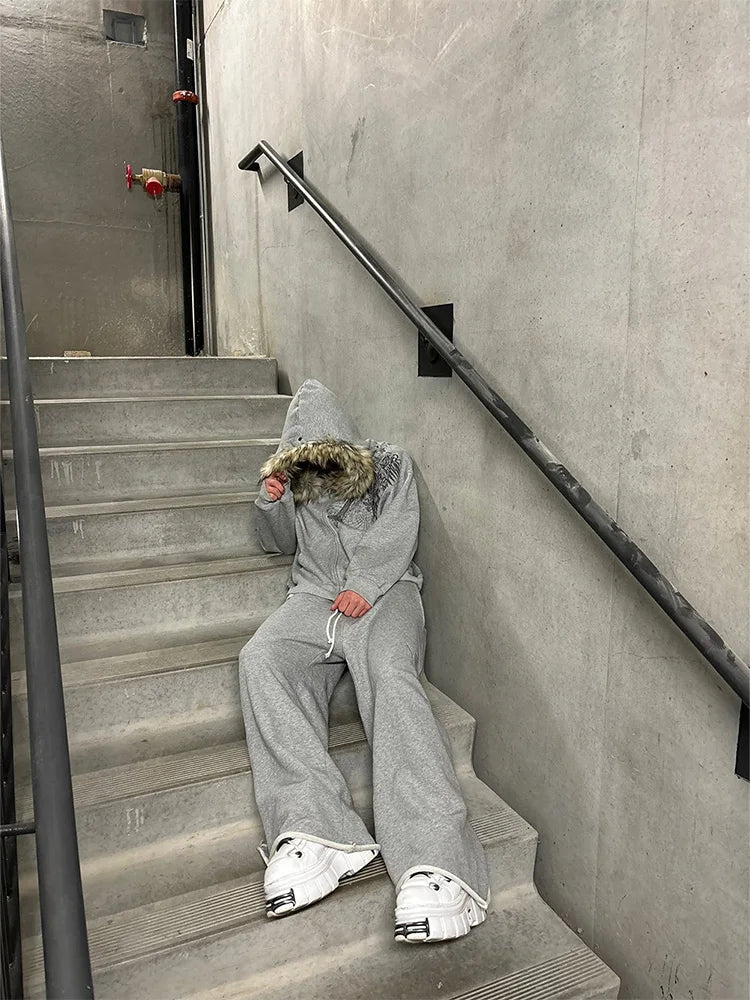 Y2K Graphic Fur Hoodie