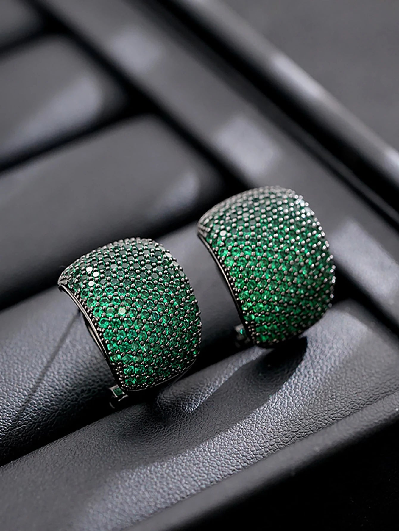 Geometric Zircon Clip Earrings