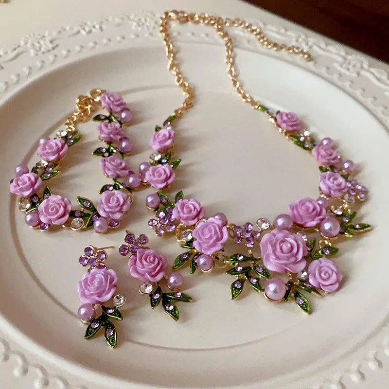 Crystal Pearl Necklace Set