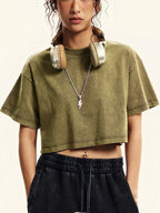 Knit Solid Crew Neck True-To-Size Fit Crop Top