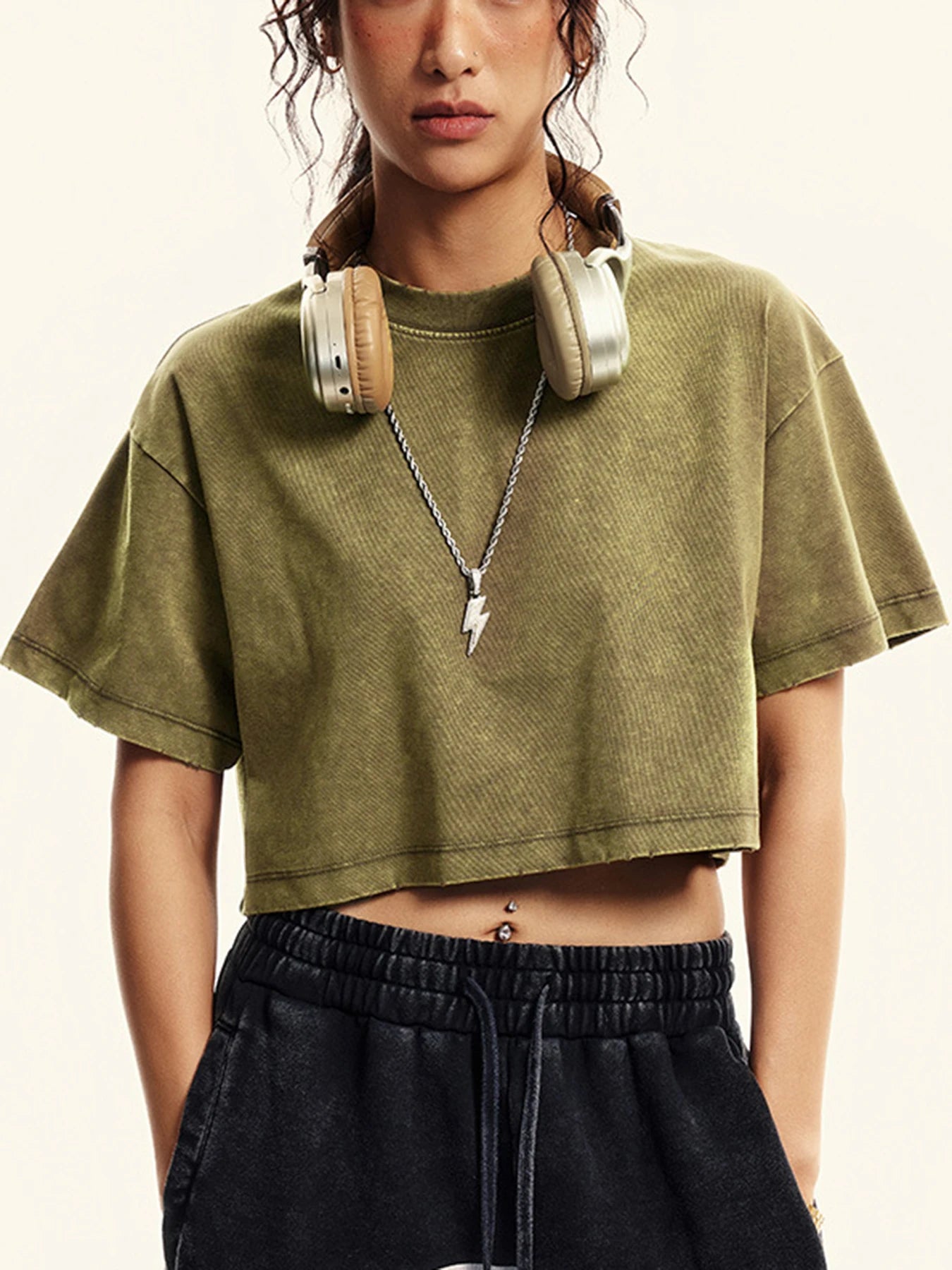 Knit Solid Crew Neck True-To-Size Fit Crop Top
