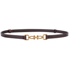 Korean Slim Genuine Leather Belt with Gold Buckle