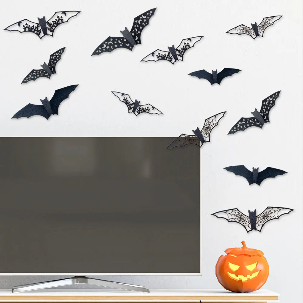 3D Hollow Bat Wall Stickers
