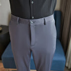 No-Iron Stretch Straight Trousers