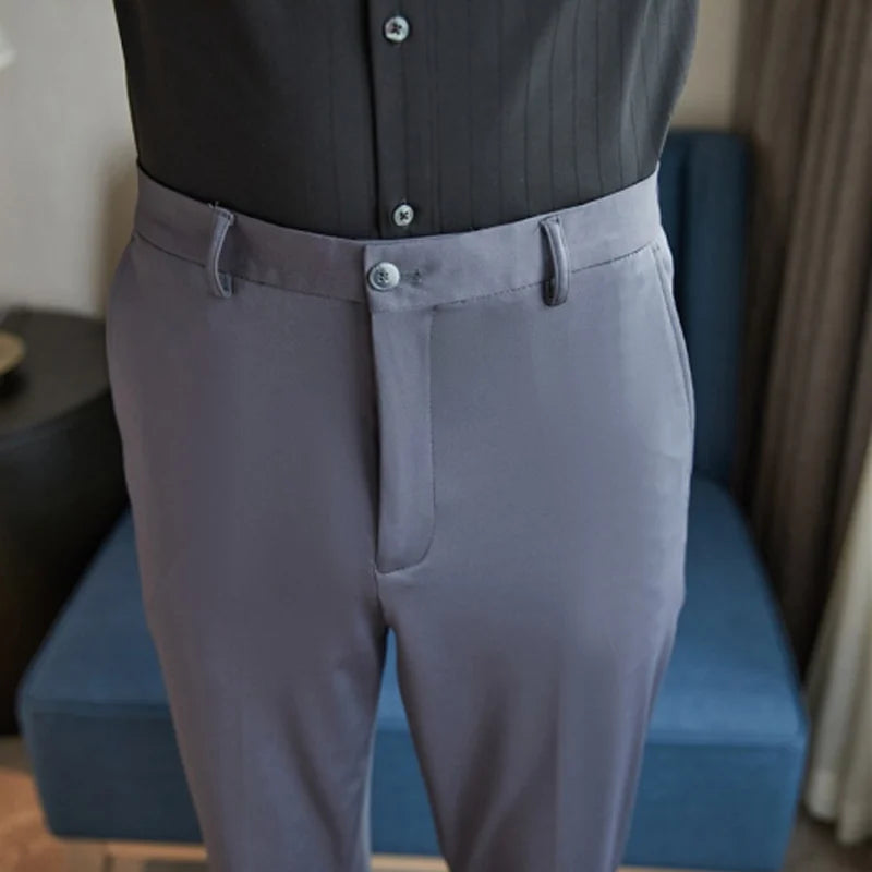 No-Iron Stretch Straight Trousers