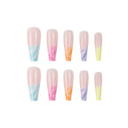 Gradient Wearing Fake Nails Long